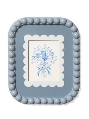 New Target Bullseye Playground Spring Floral Picture in Blue Beaded Frame